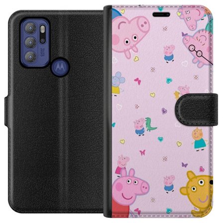 Kompatibelt Lommeboketui til Motorola Moto G60S Peppa Gris med en baby i armene, mamma gris motiv i fargerik og myk barneillustrasjon med hjerter