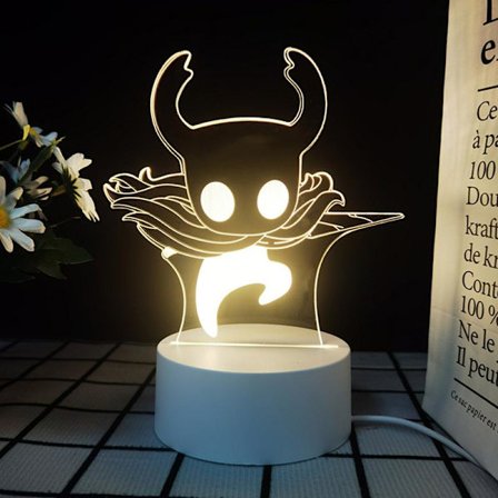 3D-yölamppu, Hollow Knight -hahmo, figuuripelaaja, piirustustaide, laser