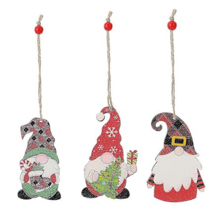 3 st Dvärg Hängande Dekor Julgransdekorationer Trä Dvärg Jultomte Hängen [D]