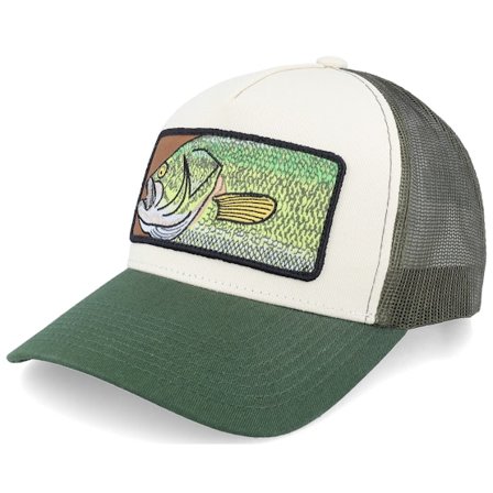 Skillfish - Grau trucker Cap - Big Black Bass Box Stone/Olive/Dark Green A-Frame Trucker @ Hatstore