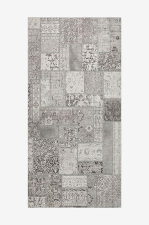 KM Home - Slätvävd Patchwork - Silver - Slätvävda mattor - 80X150 - Från Homeroom