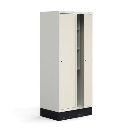Skab til skoleelever ROZ, 2 moduler, 2 døre, inkl. bund, 1890x800x550 mm, beige