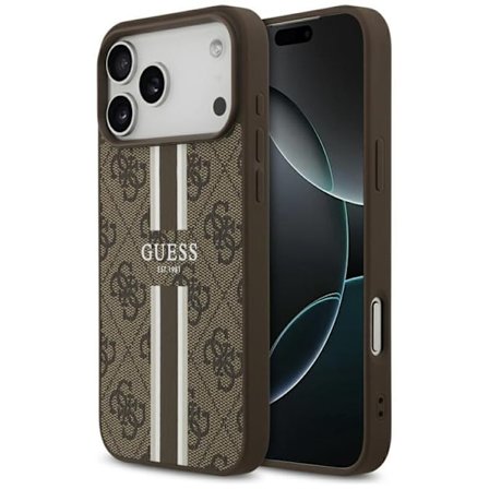 Guess Mobilskal till iPhone 17 Pro Max MagSafe 4G Printed Stripes - Brun