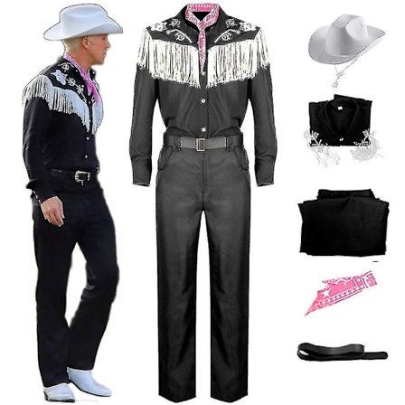 Sencu Film Ken Ryan Gosling Cosplay Kostym Vuxen Män Cowboyskjorta Byxor Hatt Bälte Scarf Kostym Prestanda Halloween Uniform