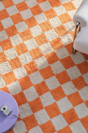 Jotex - Bomullsteppe Bomull Oransje/naturvit MELA - Kjøp Bomulls- & filleryer hos Jotex