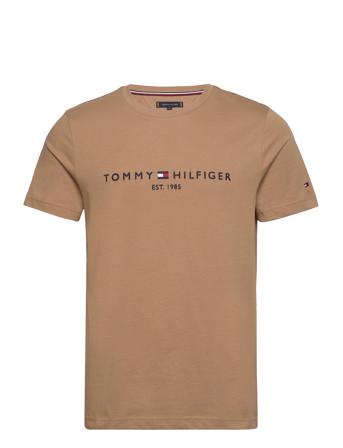 Tommy Logo Tee T-shirts Short-sleeved Beige Tommy Hilfiger*Betinget Tilbud
