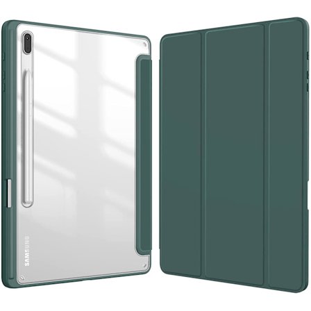 Samsung Galaxy Tab Iin S7 Fe/s7 + Plus 12.4''2021 (sm-t730/sm-t736) Nettbrett Klf, Tab S7 Fe, Tynt Gjennomsiktig Bakdeksel for Automatisk Vekking/Søvn