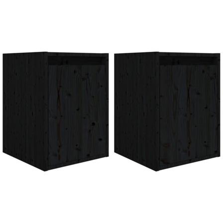 Vidaxl Väggskåp 2 St Svart 30x30x40 Cm Massiv Furu Svart