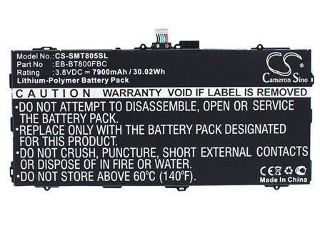 Batteri til nettbrett for Samsung Galaxy Tab S 10.5, SM-T800 WiFI, SM-T805C 4G og andre.