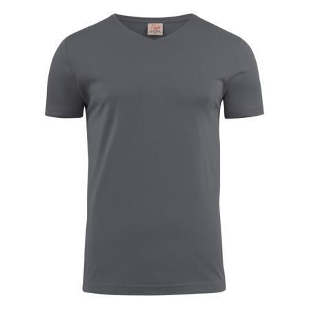 Printer Heavy V-neck T-shirt Stål grå Stålgrå, Tøj