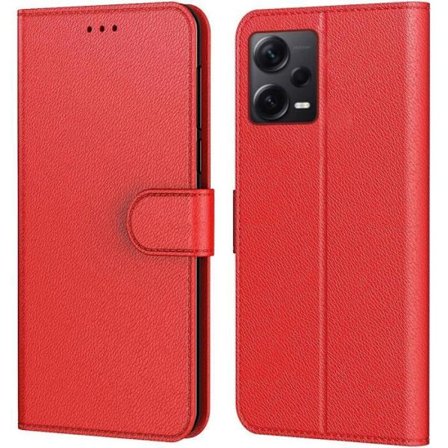 Fodral för Redmi Note 12 Pro 5G Lädereffektplånbok Röd magnetisk stängning