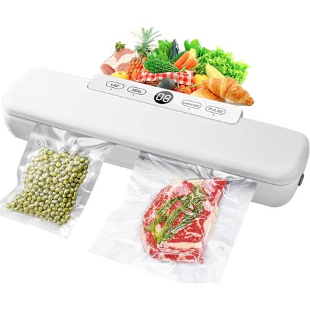 Vakuumförpackare Mat Vakuumförpackare för Sous Vide Matlagning, 4-i-1 Enkelt Alternativ, Bevara Mat i Vakuumpåsar - Vit