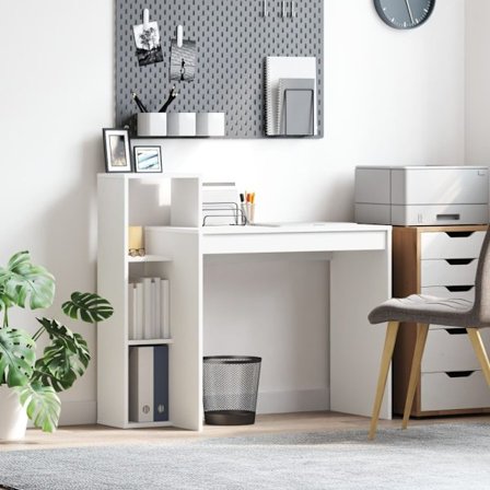 Skrivbord med hylla Vit 100 x 40 x 90 cm Konstruerat trä