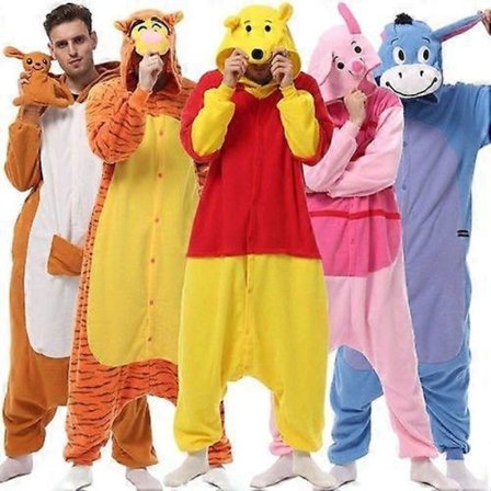 Voksen Winnie the Pooh Flanell Onesie Cosplay Kostyme Kigurumi Hettegensere Pyjamas