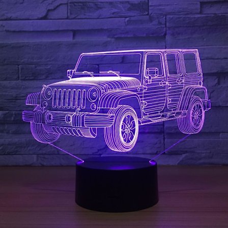 3D LED Bil Nattlampa Gradient Jeep Form USB Sänglampa Sovrum 3D Bordslampa USB Inomhus Dekoration Atmosfärslampa Födelsedagspresent