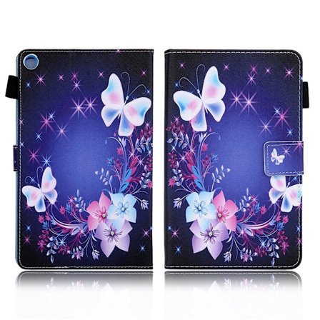 Samsung Galaxy Tab A 8.4 (2020) elegant mönster läder flip fodral - blomma / fjäril