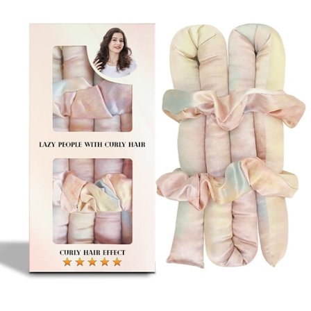 Kitsch Satin Heatless Curling Set - Övernattningslockar, Värmelös Curlingband, Mjuka Lockar Utan Värme, Hårrullear - Solnedgång