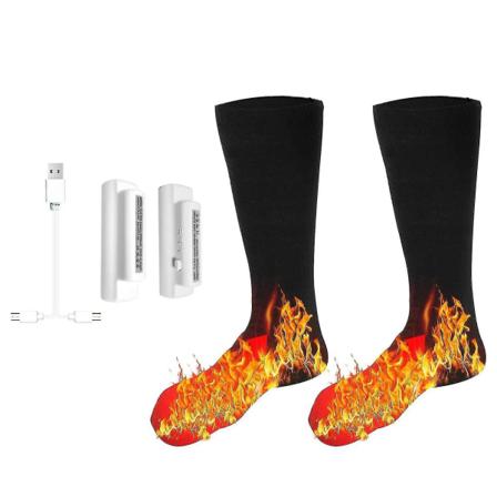 3,7v Oppvarmede sokker Fotvarmere Elektrisk oppvarming Vaskbart batteri For vinter Ski Fottur Fiske Riding Black