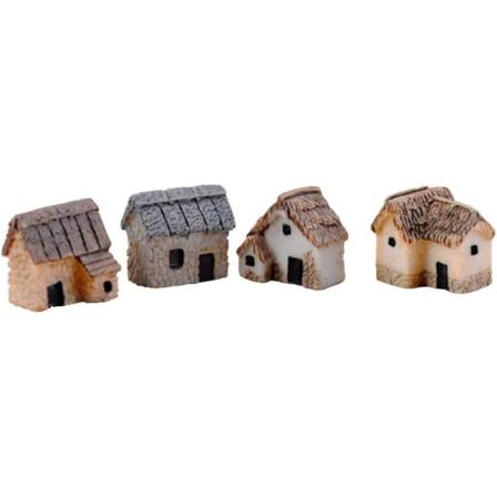 4 kpl Miniatyyri Puutarhan Maisema Mikro Kylä Kivi Talot Miniatyyri Talo Olkikattoinen Mökki Majat DIY Bonsai Terraario Käsityö Pöytäkoristeet Ac