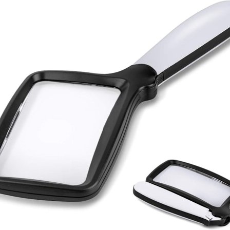 Foldbar håndholdt forstørrelsesglass med lys, 3x stort rektangulært lesef Forstørrelsesglass med dimbar LED KLB