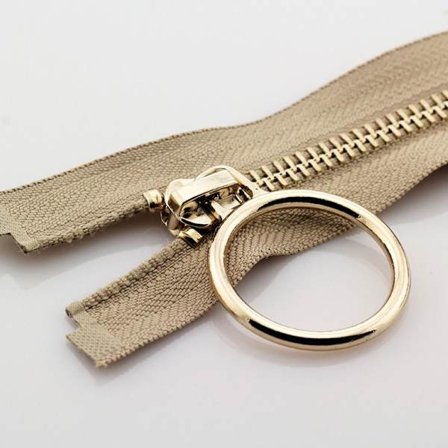 Metallglidelåsjakke Lange Glidelåser KHAKI 70CM