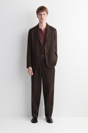 COS Men's Relaxed Linen Tapered Trousers in Brown