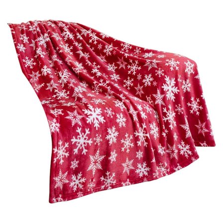 Julfilt 70 x 100 cm - Ren Snöflinga Flanell, Varmt Överkast, Juldekoration, Söt Vintervärme, kompatibel med hemmet [D]