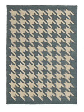 Houndstooth 140X200 Petit Bleu/Beige Tapis De Laine