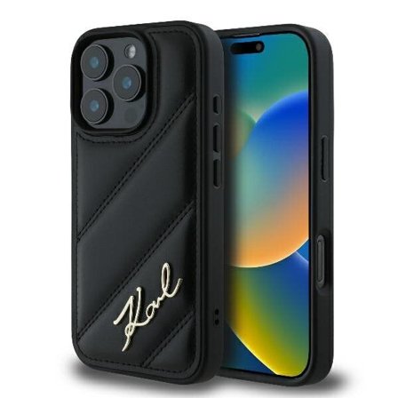 Karl Lagerfeld Tikattu allekirjoitus iPhone 16 Pro Max Case - Musta