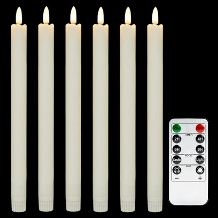 6-pakning batteridrevne LED-lys med fjernkontroll og timer, ekte voks flimrende varmhvitt lys-FD- A,su
