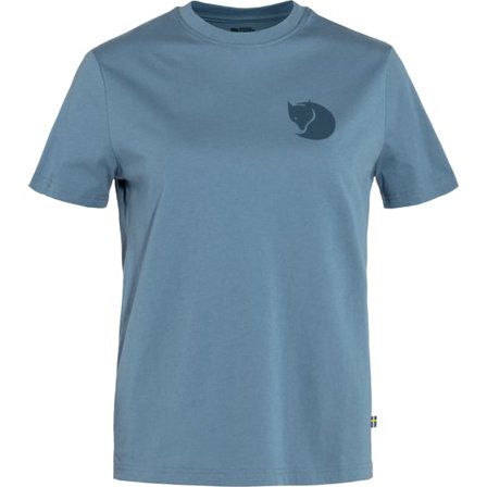 Fjällräven Women's Fox Boxy Logo T-Shirt Top in Dawn Blue | Size: Large, Organic Cotton/Polyester