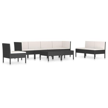 Vidaxl Loungeset För Trädgården Med Dynor 9 Delar Konstrotting S Svart