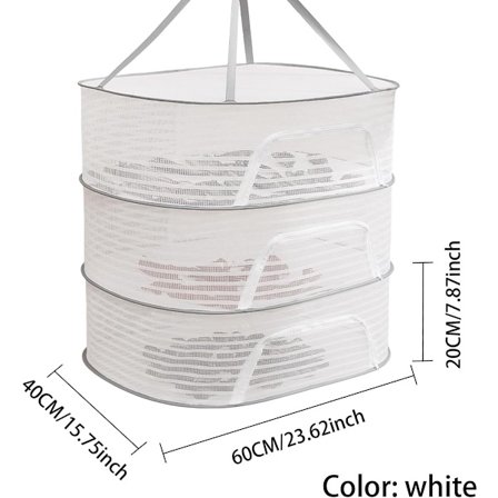 Tørrestativ - Tredelt hængende tørrestativ - Foldbart - Med lynlås - Til tørring af planter, blomster, frugter, grøntsager og tekstiler