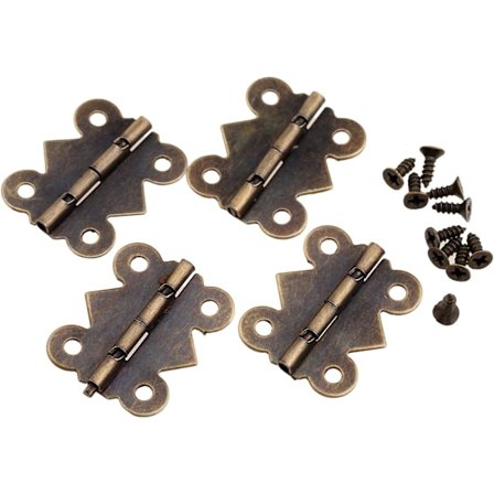 4-pak sommerfugl hengsler, 0,98"x0,79" antikk messing smykkeskrin hengsler for skap treboks smykkeskrin vinkasse verktøykasse skap DIY-prosjekter