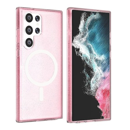 Samsung Galaxy S23 Ultra Mobilskal Glitter Magsafe - Rosa