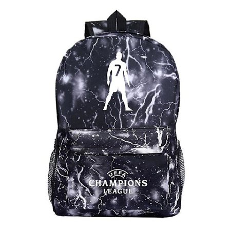 Ronaldo mønster rygsæk campus studenter skoletaske udendørs kuffert sort