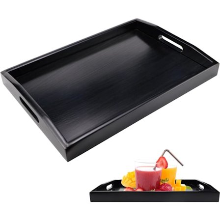 Serveringsbrett 40x30x4 cm Trebrett Rektangulært Brett med Håndtak for Restaurantkjøkken Servise Drikke Frokost Serveringsbrett