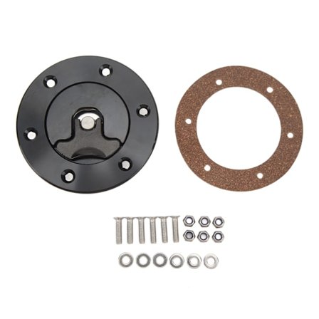 Bränslecellssurge Tank Cap Billet Aluminium 39mm ID Flush Montering 6 Bultar Öppen Typ Svart Universal för Bil