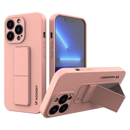 Wozinsky Kickstand-etui iPhone 13 Pro silikoneetui med stander Pink