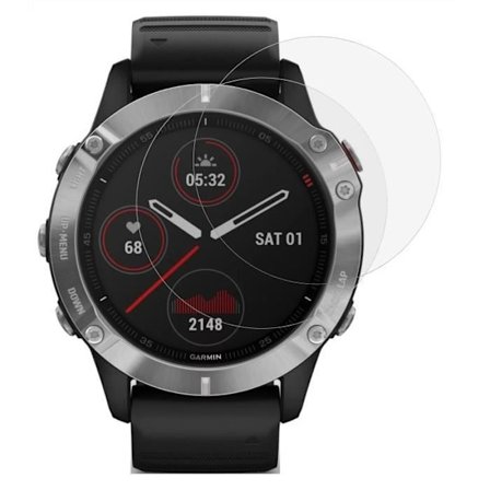 Hærdet Glas til Garmin Fenix 6 - 6 Pro - 6 Pro Solar - 6 Pro Sapphire [Pakke med 2] Beskyttelsesglas til Ur Mod Rids Phonillico