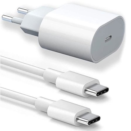 Oplader USB-C 25W - Apple - iPhone 16 Pro Max - Kabel 20W - 1M - Hvid-FX-