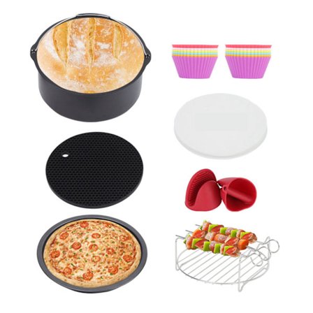 Airfryer-tillbehör, Universal XL-kit för Tower Duronic och Phillips (3,3QT), set med 7-8 tum