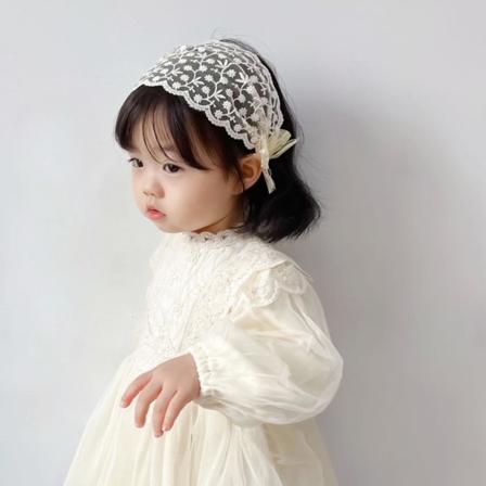 Tyttöjen pitsihiuspanta, söpö, makea, elegantti, retro-prinsessatyyli, käsintehty pitsipanta juhliin, syntymäpäiville, festivaaleille, beige