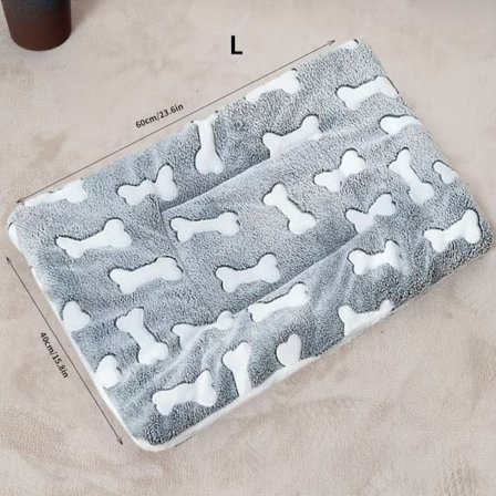 Tjukk Filt for Kjæledyr, Hundesengpute, Varm Filt, Sovematte for Hunder Grey Bones