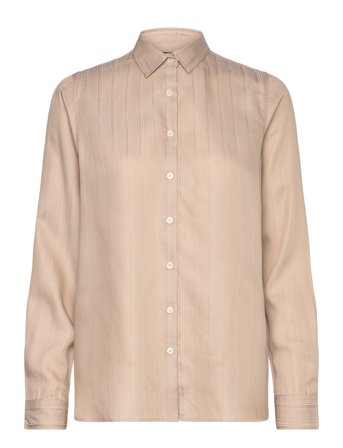 Sanna Jacquard Stripe Lyocell Shirt Beige Lexington Clothing