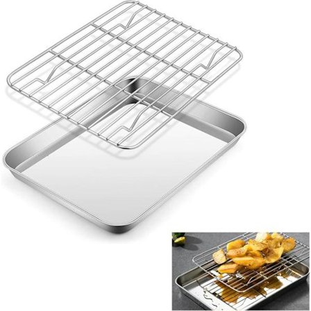 Bageplade med kølerist 26 x 20,5 x 2,5 cm - Bageform i rustfrit stål