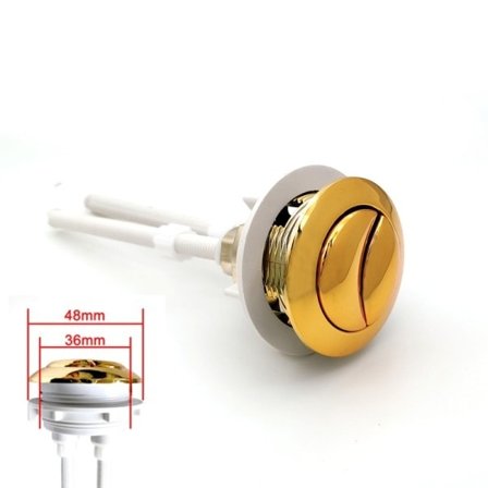 Dobbel Spyling Toalett Tank Gull farge Knapp Rund form Toalett Push knapper