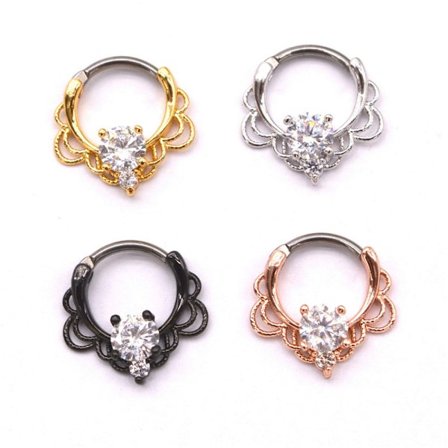 CZ Diamant Næsering Septum Clicker Titan