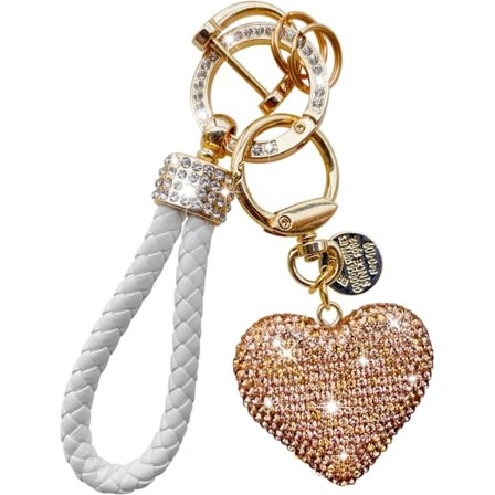 Krystal nøglering til kvinder med glitrende rhinstenhjerteform, smukke nøgleringe til kvinder og piger gaver