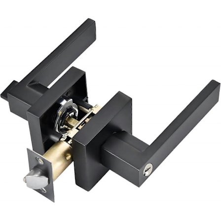 Fyrkantig, Låsstorlek 60/70mm, Qrity Dörrhandtag med Lås, Dörrhandtag i Aluminiumlegering för Sovrum, Garderob, Förråd och Kontor